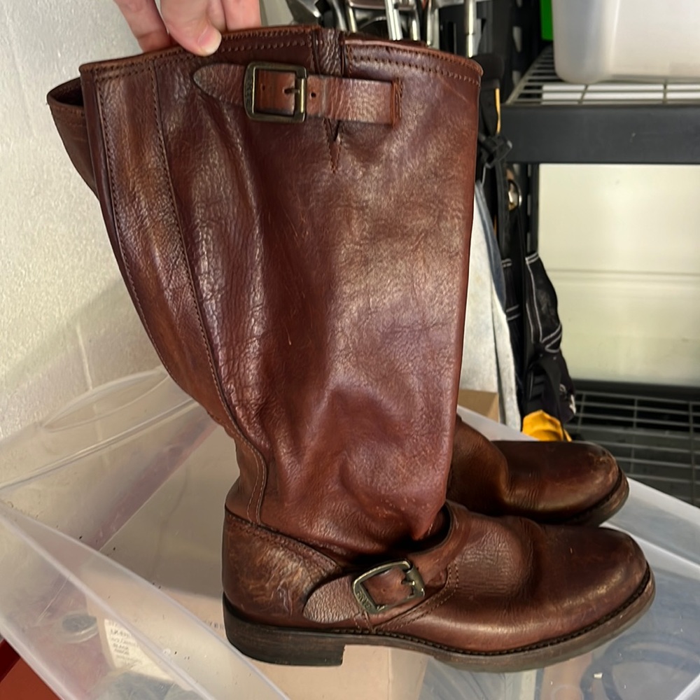 Frye leather mid high boots